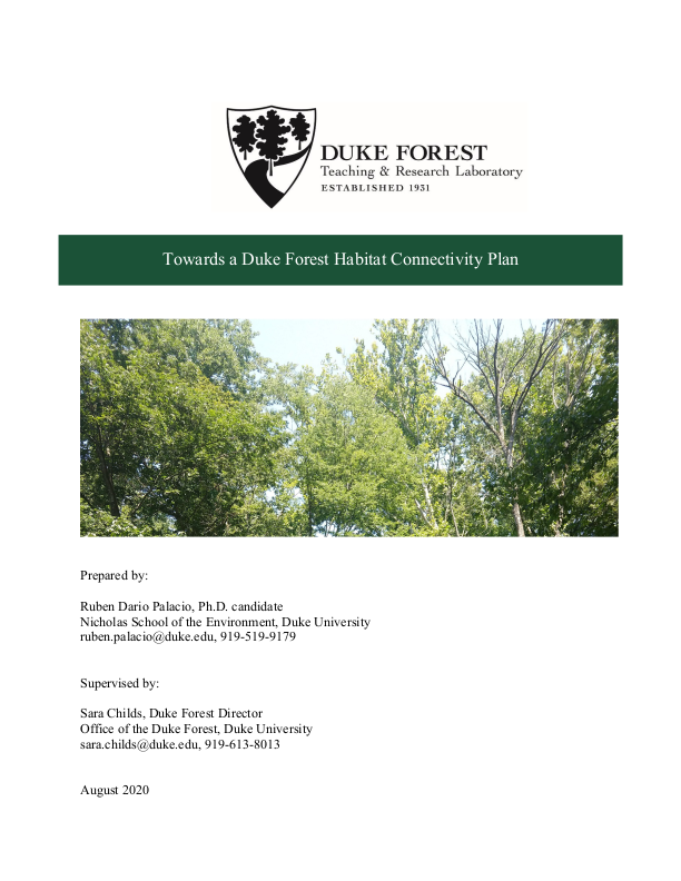 A proposal to the Duke Forest (Durham, NC) for the implementation of restoration for habitat connectivity